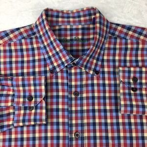 Alan Flusser Dress Shirt Mens XL Multi Colored Check Long Sleeve